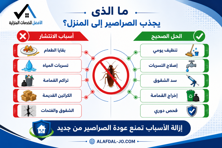 أسباب انتشار الصراصير